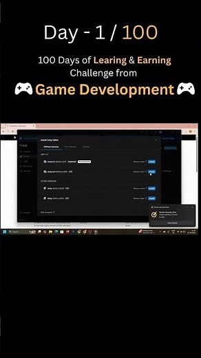 Day 1:Installing Unity & Learning the Basics🔥| Unity Game Development Learn & Earn Challenge #shorts