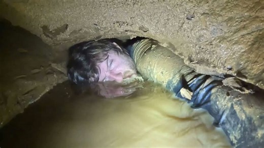 Entering this cave alone was a mistake that nearly trapped him