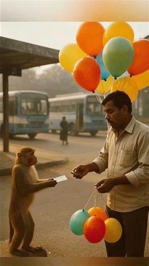 😱“बंदर ने बच्चे के लिए गुब्बारे खरीद लिए।” #ai #shortsfeed #viral #shorts #trending #emotional