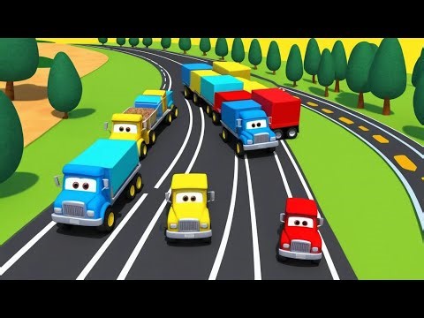 Five Little Trucks Roll Down the Hill | Funny and Fun Kids Nursery Rhyme Animation