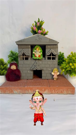 Mini Clay House for Ganpati 🏡🌺 | DIY Clay Art #pritaart #ganesh #clayart