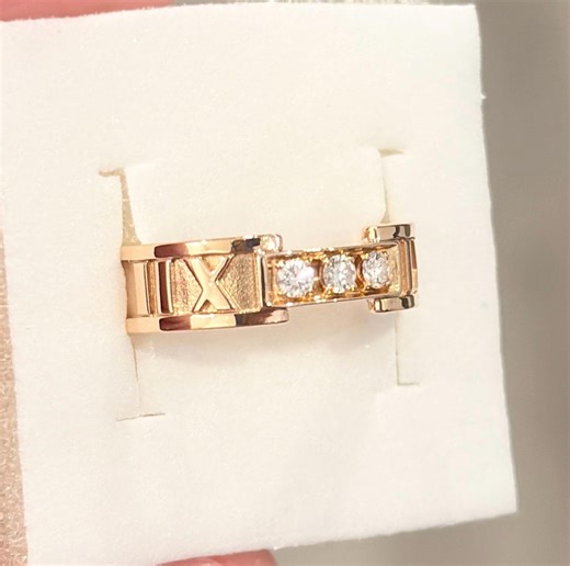 18K Tiffany Atlas Diamond Ring, 750 Rose Gold, Roman Numerals, Size 6 - Etsy