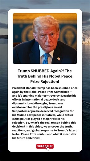 Trump SNUBBED Again?! The Truth Behind His Nobel Peace Prize Rejection! #breakingnews #trump #nobel