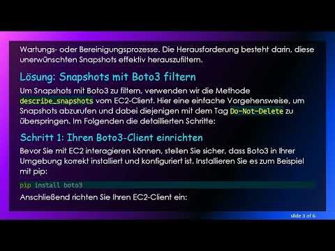 Wie man Snapshots auflistet, die keinen bestimmten Tag mit Boto3 haben