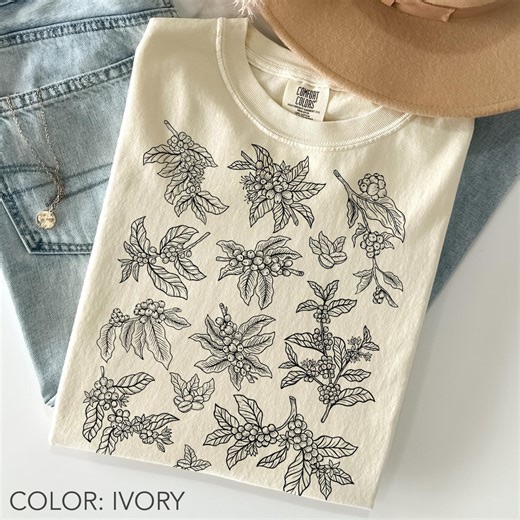 Coffee Plant Linocut Shirt Comfort Colors, Vintage Coffee Botanical Shirt, Cottagecore Coffee Cherries Shirt, Barista Gift, Plant Lover Gift - Etsy Canada