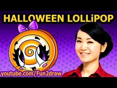 How to Draw Halloween Candy - Lollipop - Easy Fun2draw Drawing | Online Art Lessons