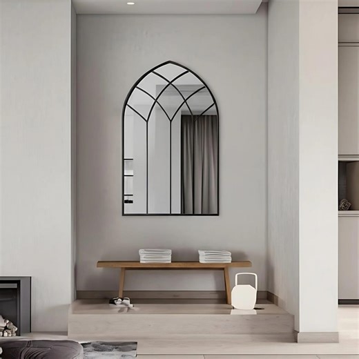 Arched Full Length Mirror: Gothic Window Style, Black Frame - Etsy