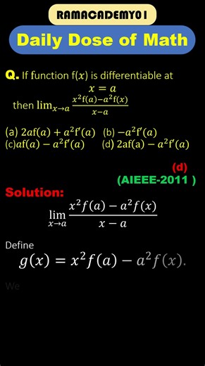 👉 Important JEE Limit Question | Short Trick Solution | Differentiability Concept