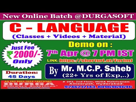 C - LANGUAGE Online Training @ DURGASOFT