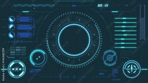 Futuristic user interface with HUD and infographic elements. Virtual technology background. Head-up display template for business, games, motion design, web and app. Stock Video