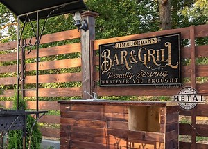 METAL SIGN! Personalized Bar & Grill Sign Outdoor Backyard Pool Patio Deck Porch Custom Family Name Sign Modern Farmhouse Rustic Wall Art - Etsy