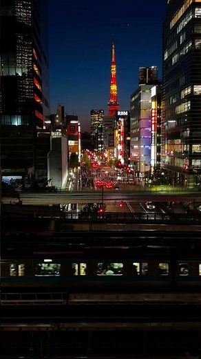 Tokyo Tower Night View | Cinematic Train and City Lights in Japan 🗼🚆✨ #japantravel #tokyotower