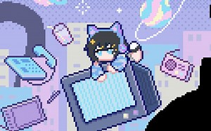 【CSP像素动画过程】星空，猫猫，和初夏的晚风