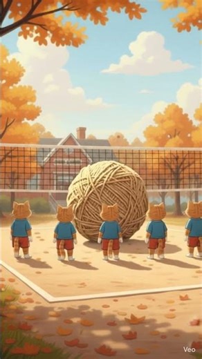 Wait for the Giant Ball! 🧶😲 #Animation #FunnyAnimals #CuteCats #ViralVideo #Volleyball #CatSkills