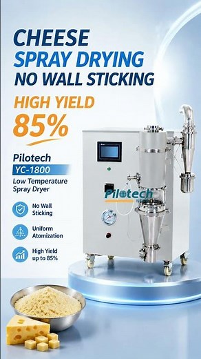 No Wall Sticking! Cheese Spray Drying with Pilotech YC-1800 | 85% Yield #lab #machine #labequipment
