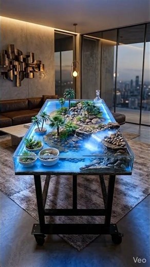 Epic DIY Tropical Island Waterfall Table Crafting #DIYFurniture #EpoxyResin #homedecoration