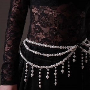 Pearl Waist Chain, Pearl Body Chain Belt, Pearl Hip Chain, Beaded Waist Belt, Festival Pearl Belt, Belly Chain Pearl, Rave Pearl Belt - Etsy