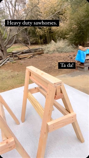 Blue Fox Land Solutions on Instagram: "A quick tutorial on how to make simple heavy duty saw horses. For one sawhorse, it takes 9 pieces of 2x4 at 32”, and 2 pieces at 12”. Not sure how much weight they hold but it’s A LOT! #construction #sawhorse #diy #carpentry #deckbuilding #deck #lehighvalley #lehighvalleypa #homeimprovement #bluefoxls"