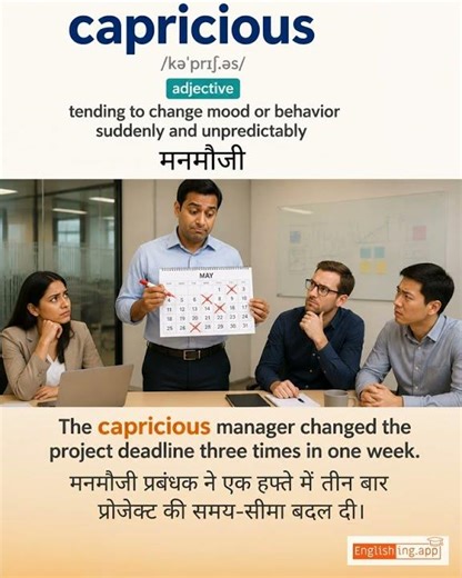 Capricious: English vocabulary meaning and example