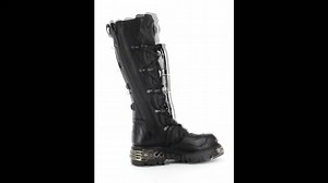 M.161-S1 Cyber Goth New Rock Boots - Knee High Boots with Spikes down front and sides - wrapped laces 6 buckles - discreet flame pattern Buy on line at http://www.allnewrock.com/es/custom-made-metallic/220-new-rock-m161-c4.html | Allnewrock