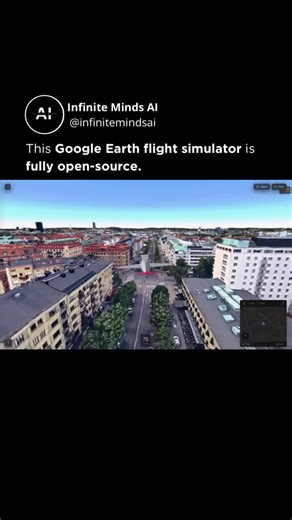 Artificial Intelligence (AI) • Tech • Business on Instagram: "This Google Earth flight simulator is fully open-source. 🌍✈️ Built by a single developer, it lets you fly over real cities using real-world map data — turning the planet into a live simulation. No studio. No closed platform. No billion-dollar infrastructure. The full project can be found on my GitHub. What matters isn’t the simulator itself. It’s what it represents. Tools that once belonged to governments and Big Tech are becoming ac