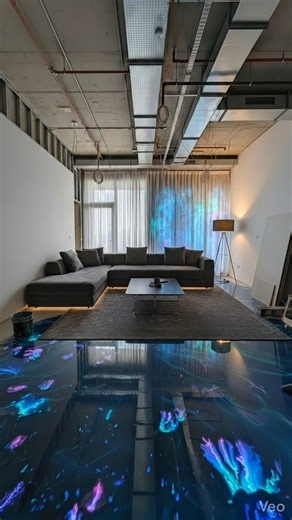 Wow Luxury LivingRoom Alien Ocean Double Floor EpoxyFloor Transformation Viral #viral#transformation