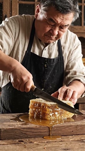 honey comb cutting #honey #ai