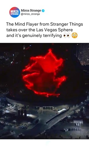 MIRZA STRANGE • MEMES | RELATABLE | FUNNY CONTENT on Instagram: "imagine waking up at 3 am seeing that out your window The Las Vegas Sphere recently featured a Stranger Things visual showing the Mind Flayer across its massive LED screen, creating a striking and immersive effect. The display impressed viewers by bringing a popular fictional character to life on one of the world’s largest digital screens, showing how technology can turn entertainment moments into unforgettable experiences. #strang