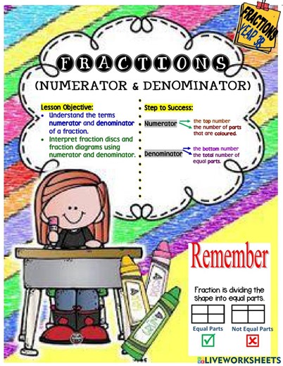 FRACTION: NUMERATOR AND DENOMINATOR online exercise for