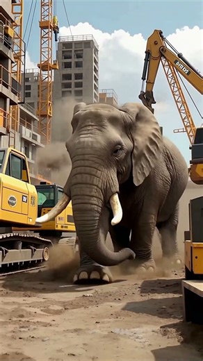 Angry Elephant Charges at Noisy Construction Site! 🐘🚧😡