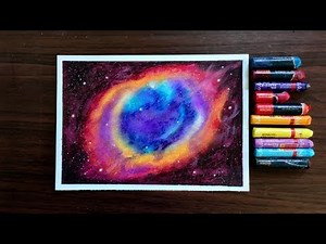 Space Scenery: Helix Nebula Drawing with Oil pastels - Step by step