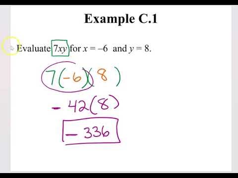 Using Integers when Evaluating Algebraic Expressions