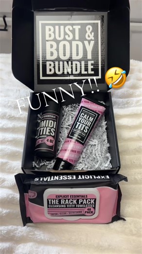 Sometimes gift ideas are hard to come by when you’re buying for the woman who has everything so make sure you get her this busted body bundle by explicit essentials that I can guarantee that she doesn’t have. #GiftsForHer #GiftsForMom #GiftBox #FunnyGifts #Gaggift