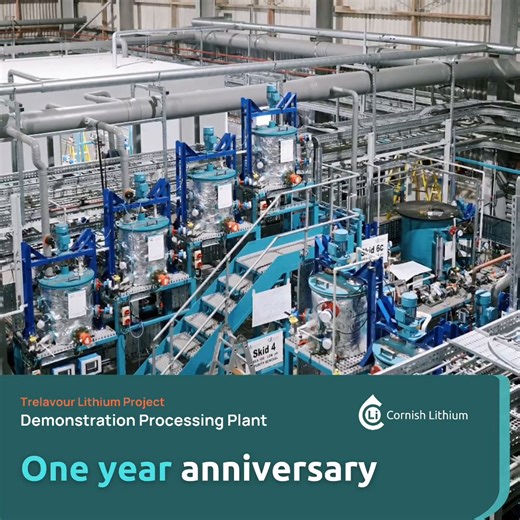Today marks one year since the opening of the Demonstration Processing Plant at our Trelavour Lithium Project in St Dennis - and what a year it's been! 🎉 We have made significant progress since launching the plant 12 months ago, including: - Commissioning the facility to test and refine the lithium extraction process and create samples for potential customers. - Acquiring cutting-edge processing technology to extract, refine and process battery-grade lithium hydroxide. - Welcomed a government m