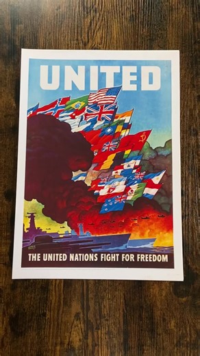 American poster from the Second World War (1943) celebrating the Allied war effort. The poster was published by the US Office of War Information around a year after the United Nations declaration that formalised the Allies. #usa #ww2 #worldwar2 #secondworldwar #propagandaposters #unitednations #un #militaryhistory