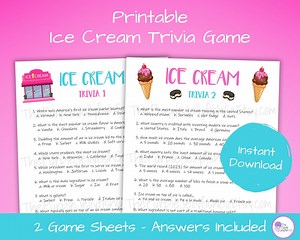 Ice Cream Trivia Game, Printable Summer Activity for Kids & Adults, Fun Ice Cream Party Idea, Dessert Trivia Questions, Birthday Party Quiz - Etsy