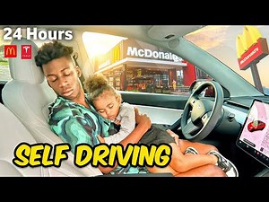Letting Our Tesla DECIDE What We EAT For 24 Hours (SELF DRIVE)