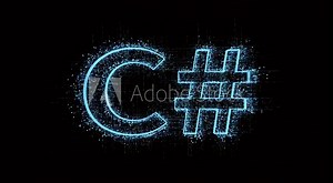 4k C# Programming language word tag cloud;binary computer code.The Matrix style binary computer code shaped text design animation;changing from zero to one digits;abstract future tech background.