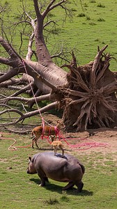 Hippo Fights To Free Trapped Deer From Hunter's Trap! #rescue #animals #wildlife | Vu Bros