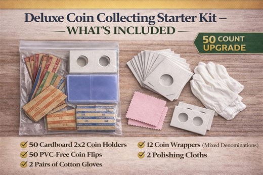 Coin Collecting Starter Kit Deluxe 50 Holders 50 Flips PVC Free Coin Supplies Set Gloves Wrappers Cleaning Cloth Gift - Etsy