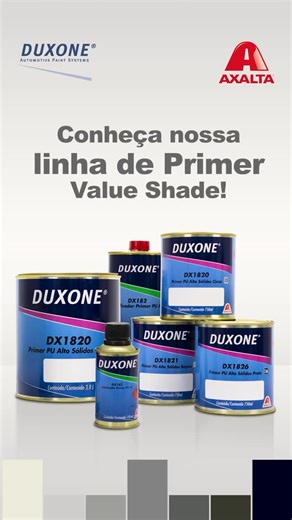 Com a linha de Primer Poliuretano Alto Sólidos Duxone Global, o processo de repintura se torna mais ágil, econômico e preciso, garantindo resultados de altíssima qualidade. O sistema Value Shade, com tonalidades que vão do branco ao preto, proporciona maior controle na cobertura e reduz o consumo de tinta, facilitando o alcance da tonalidade ideal em menos demãos. PRINCIPAIS BENEFÍCIOS: • Aplicação fácil e ótimo preenchimento; • Alto teor de sólidos, com cobertura uniforme; • Secagem rápida em a
