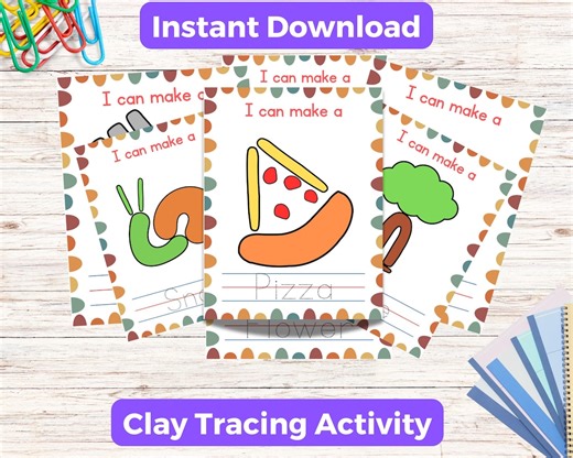 Printable Clay Tracing Sheets, Fun Activity for Children - Etsy