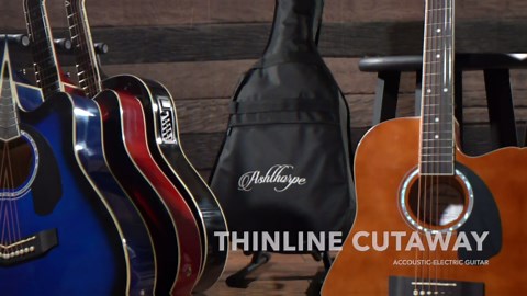 Ashthorpe Full-Size Cutaway Thinline Acoustic-Electric Guitar Package - Premium Tonewoods - Blue