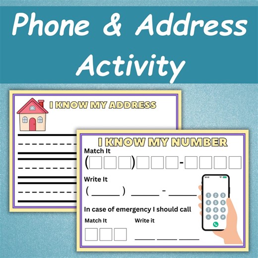 I Know My Address Activity | Preschool Phone Number Practice | Kids Life Skills | All About Me | Busy Book Printable | Learning Resources - Etsy