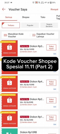 Kode Voucher Shopee Diskon 10 Ribu untuk Malam Ini