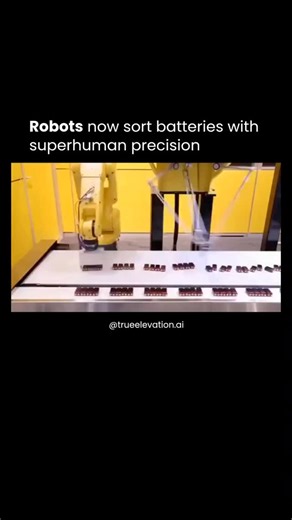 True Elevation AI on Instagram: "Robotic automation is revolutionizing used battery recycling by using advanced sensors, AI-driven vision systems, and high-speed robotic arms to sort, identify, and organize cells far faster and more accurately than humans could, dramatically improving safety and efficiency on recycling lines. These systems combine machine vision with AI classification to instantly recognize different battery types and conditions, directing robotic manipulators to pick up and pla