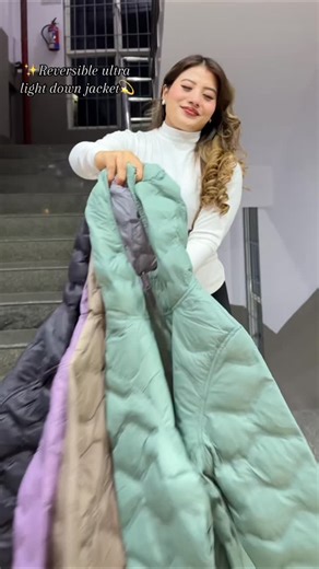 “Your new go-to reversible down—lightweight, warm & effortlessly stylish.”#warm #pure #downjacket | Lifestyle Fashion