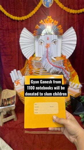Ecofriendly ganesha from 1100 notebooks (will be donated to slum children)