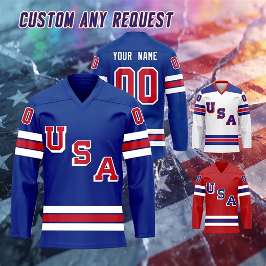 Custom Hockey Jersey Personalized Stitched/printed Name & Number Fan Apparel, USA Hockey Uniform for Men, Women, Youth, Kids - Etsy