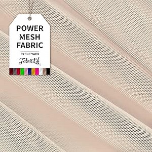 FabricLA Power Mesh Fabric | 4-Way Stretch Nylon Fabric | Lightweight Sheer Nylon Spandex Stretch Mesh Netting | 1 Yard | 60" inch Wide | Taupe